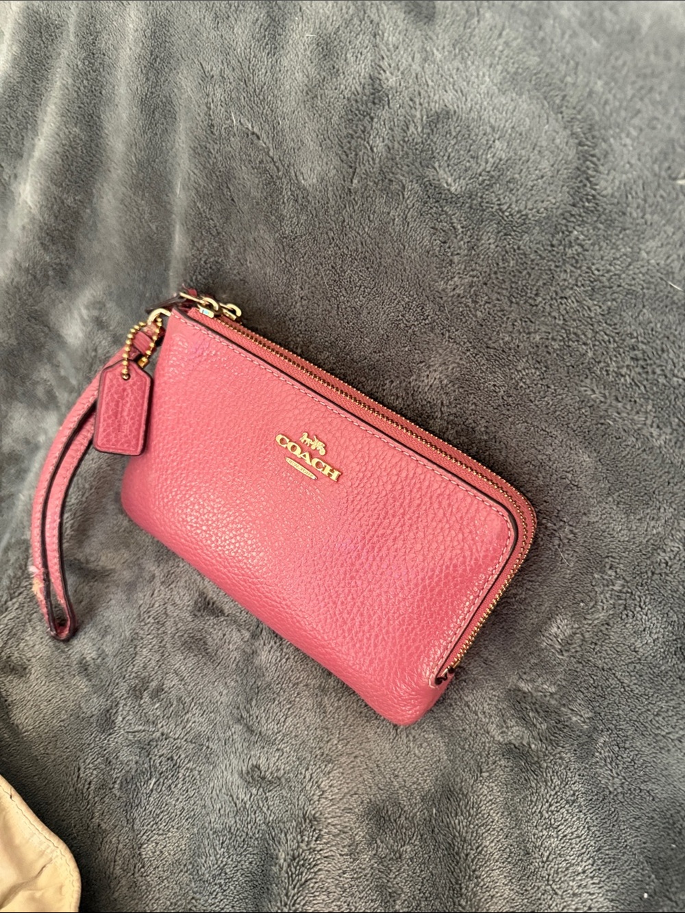 Coach Pink Pebbled Leather Wristlet